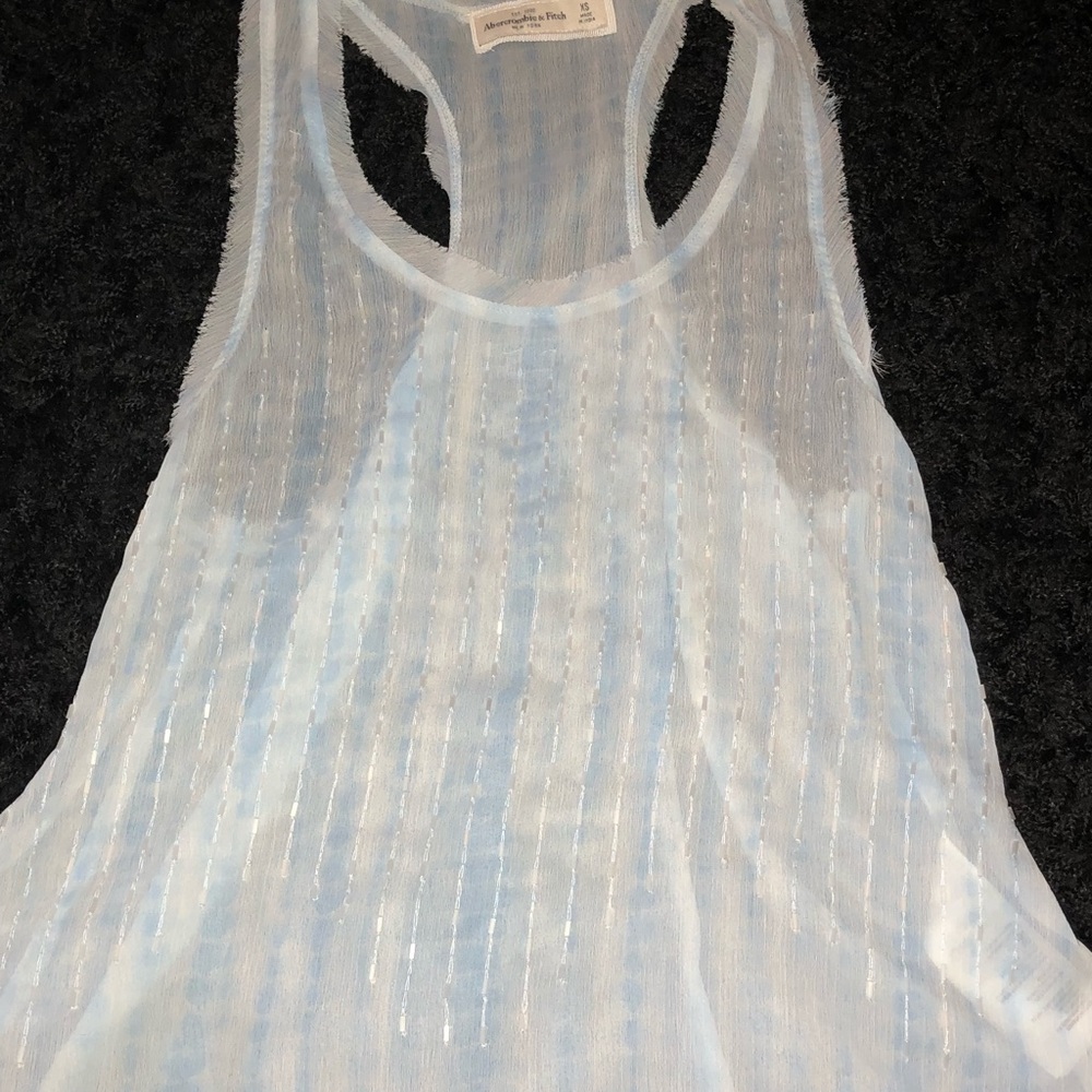 Blue and white beaded top